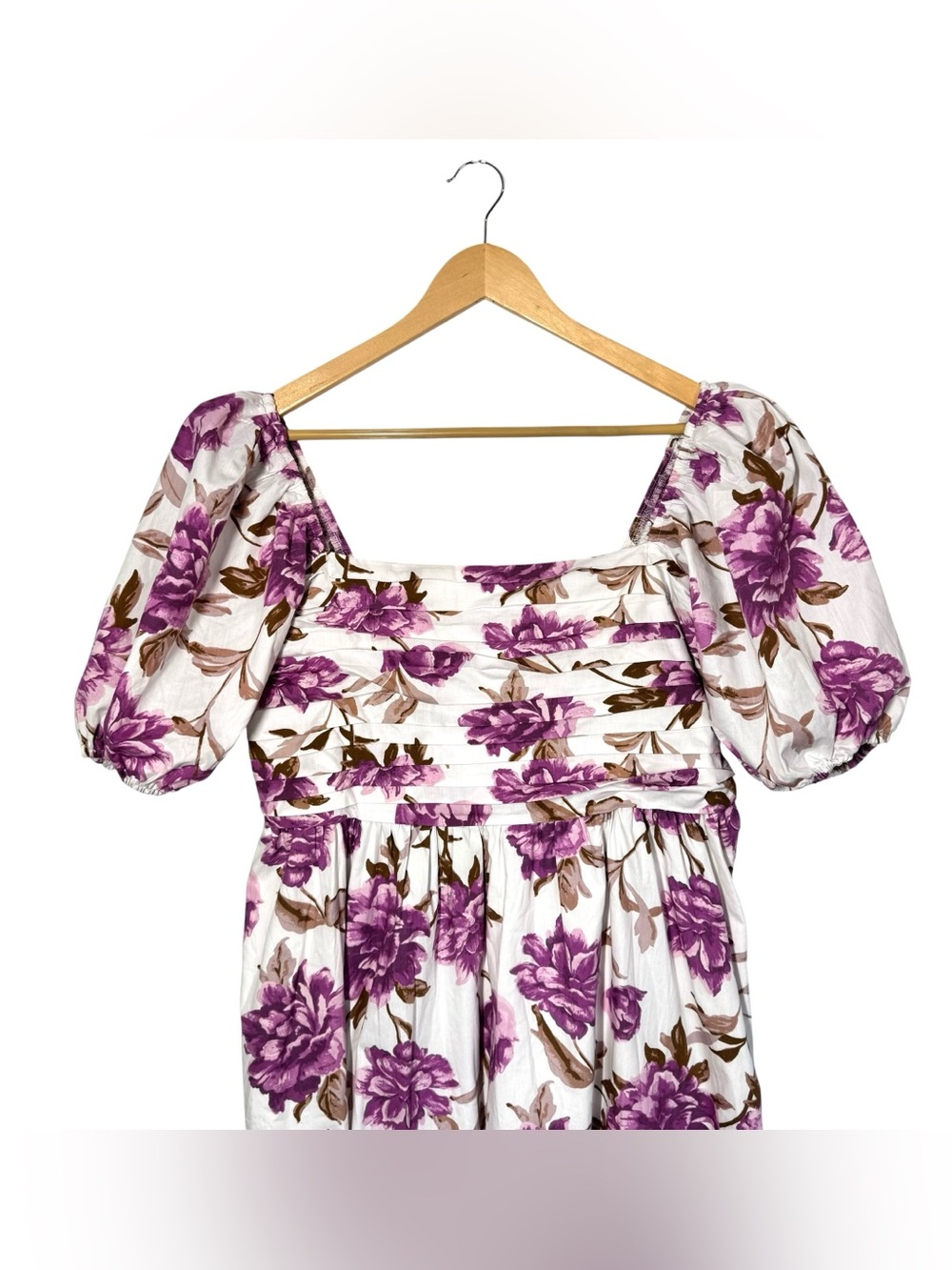 Abercrombie and Fitch Emerson Floral Poplin Puff Sleeves Midi Dress LP L Petite - Picture 3 of 6